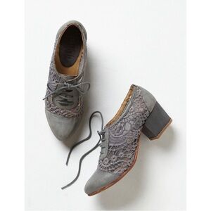 Anthropologie Latigo Mystique Leather & Lace Oxford‎ Shoes Smoke Grey 6